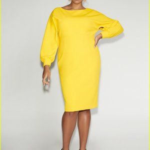 Gabrielle Union Bouncing Yellow Cut Out Slit Sleeve Sheath Dress Sz XL